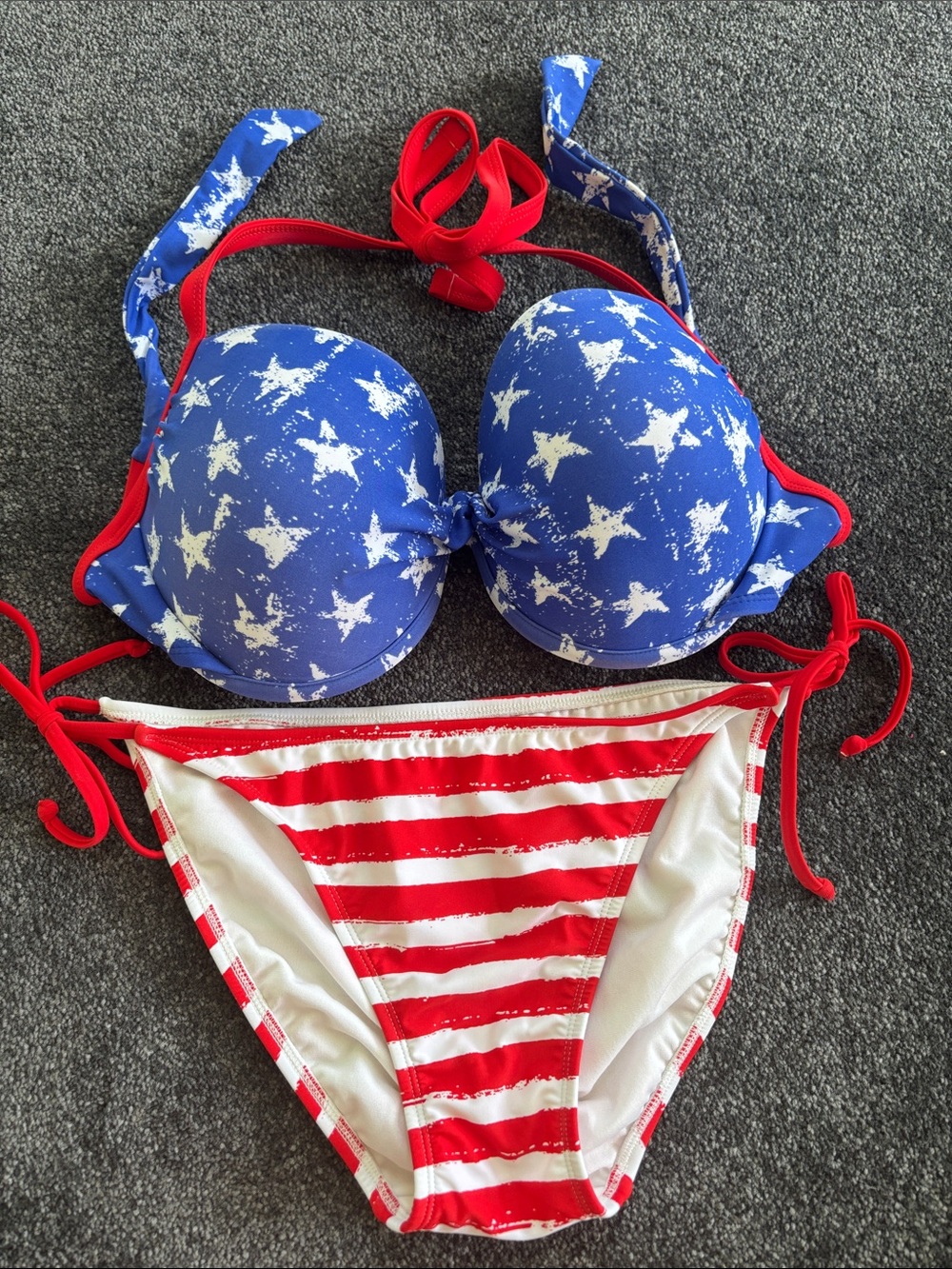 Xhilaration Red, White & Blue Star Stripe Bikini